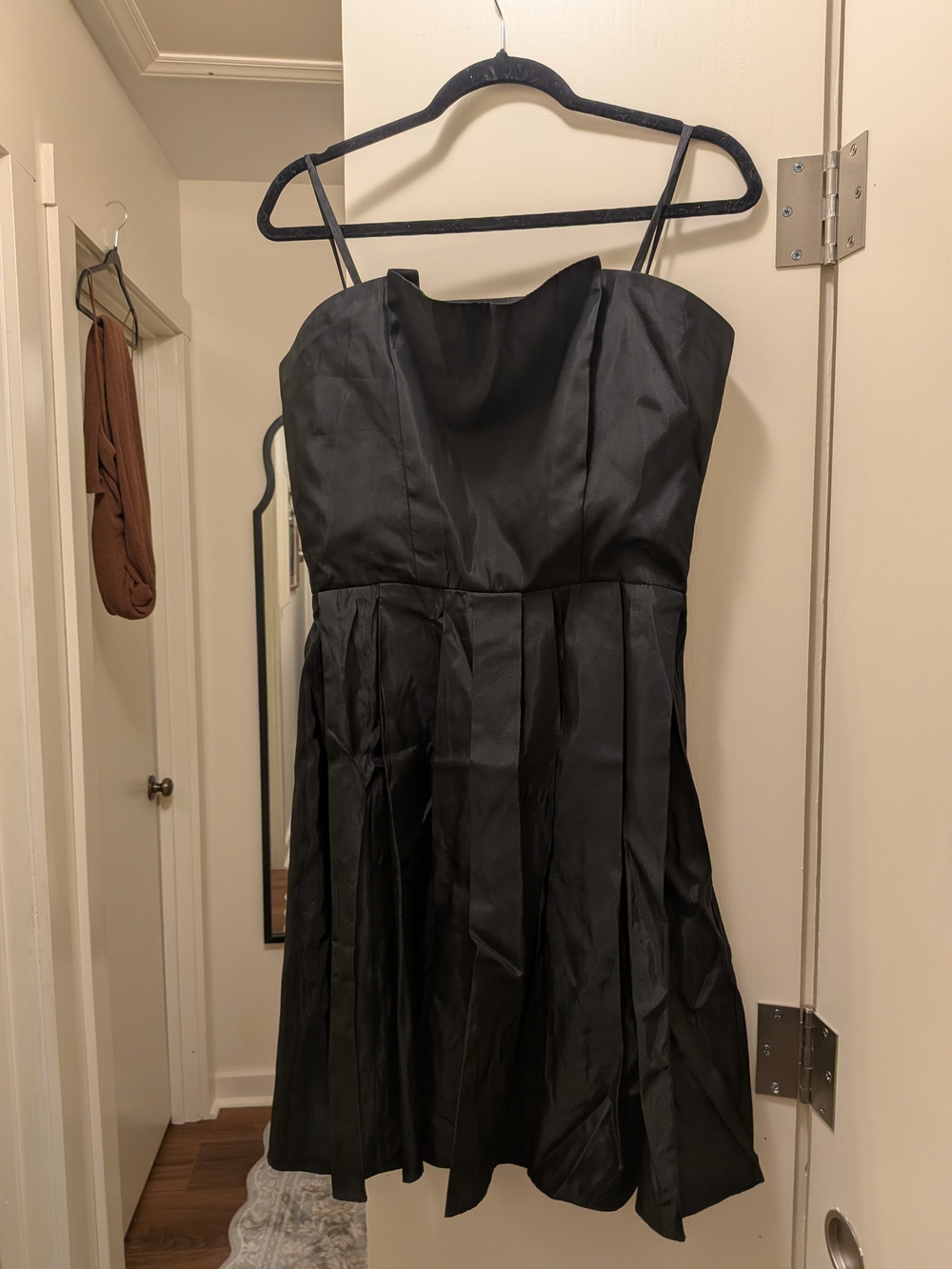 ABS Allen Schwartz Black Strapless Pleated Mini Dress Size 8
